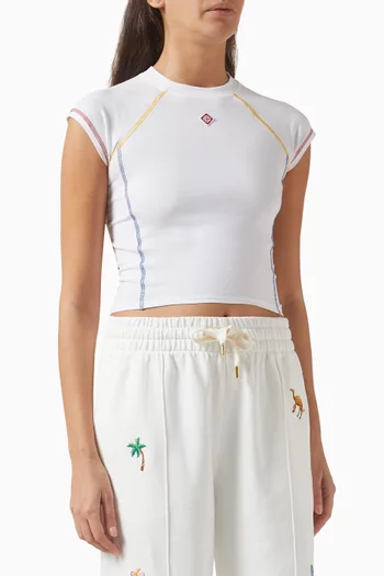 Logo Raglan-sleeve Crop Top in Jersey