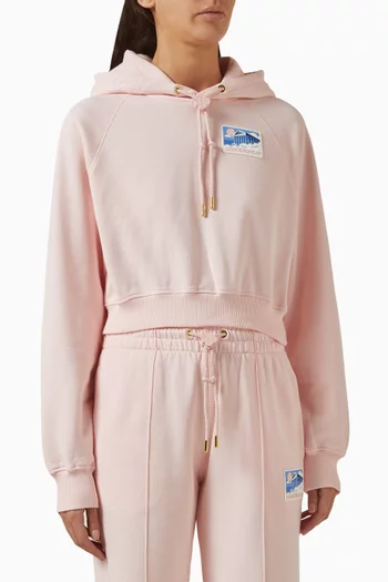 Greek Temple Patch Crop Hoodie in Cotton