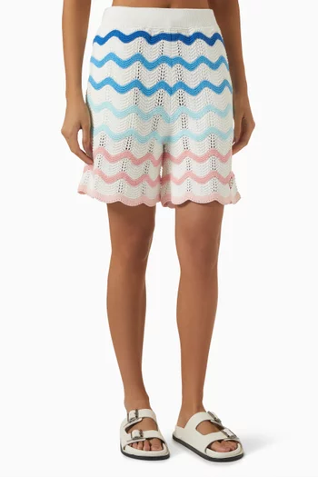 Gradient Wave Shorts in Crochet