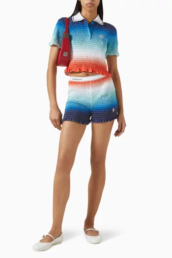 Gradient Shirred Shorts in Cotton