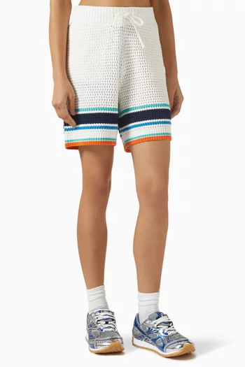 Tennis Stripe Textured Shorts in Cotton
