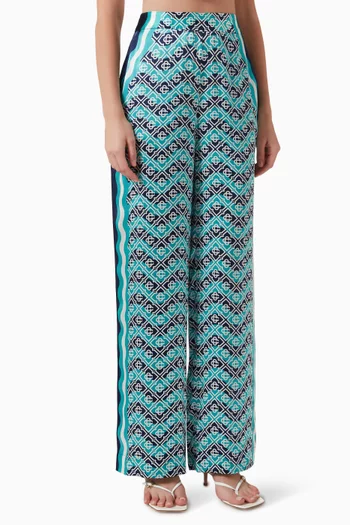 Monogram Wave Pants in Silk