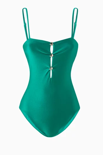 Palm One-piece Swimsuit in Stretch Nylon