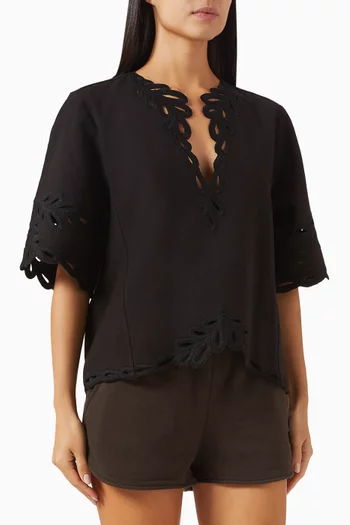 Shana Openwork Top in Cotton