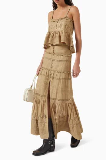 Dusta Midi Skirt in Cotton-voile