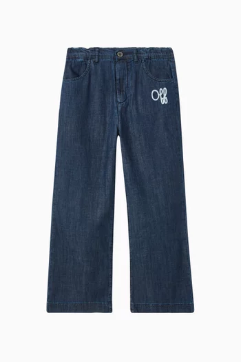 Script Type Logo Jeans in Cotton