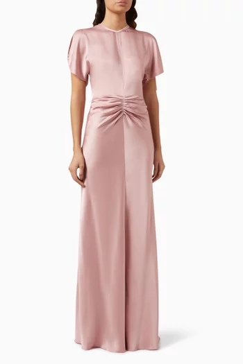 Gathered-waist Gown in Satin