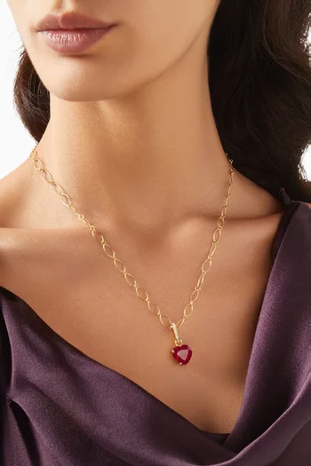 Heart-cut Ruby & Diamond Detachable Charm in 18kt Gold