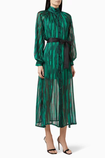 Tie-up Belt Midi Dress