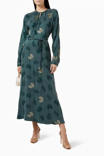 Floral Jacquard Midi Dress