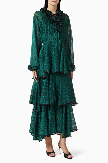Ruffle Layered Midi Dress