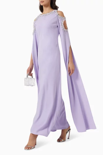 Idiony Embellished Cold-shoulder Dress in Crepe
