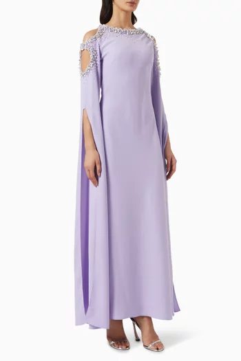 Idiony Embellished Cold-shoulder Dress in Crepe