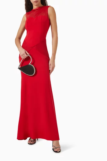 Maxi Dress in Stretch-crepe & Tulle