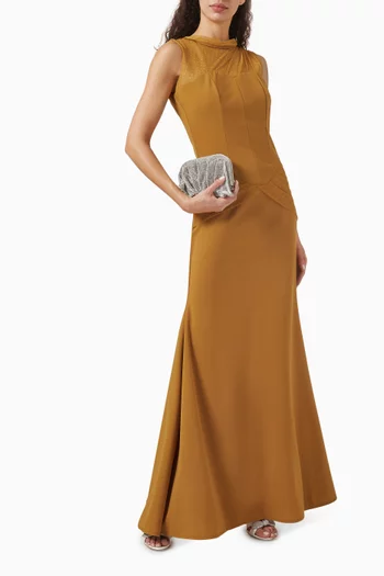 Maxi Dress in Stretch-crepe & Tulle