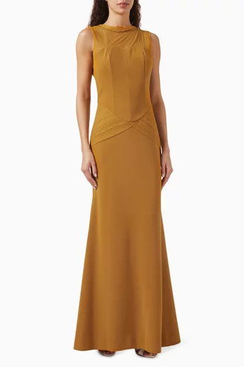 Maxi Dress in Stretch-crepe & Tulle