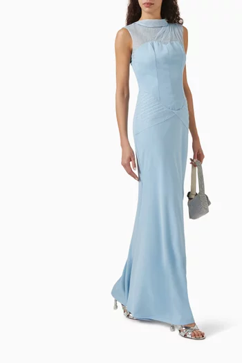 Maxi Dress in Stretch-crepe & Tulle