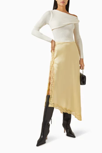 Stacia Midi Skirt in Satin