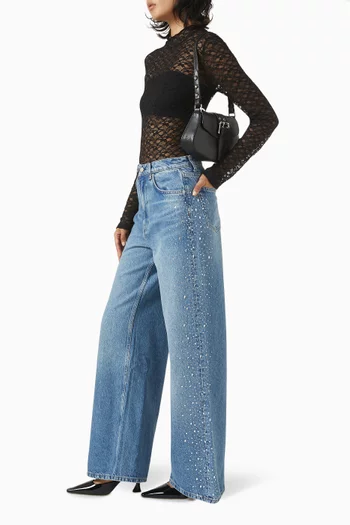 Cary Slouchy Wide-leg Jeans in Crystal-embellished Denim