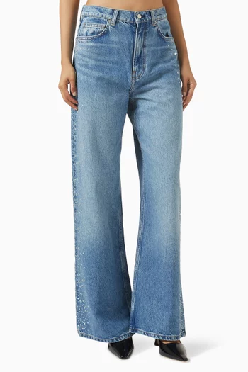 Cary Slouchy Wide-leg Jeans in Crystal-embellished Denim