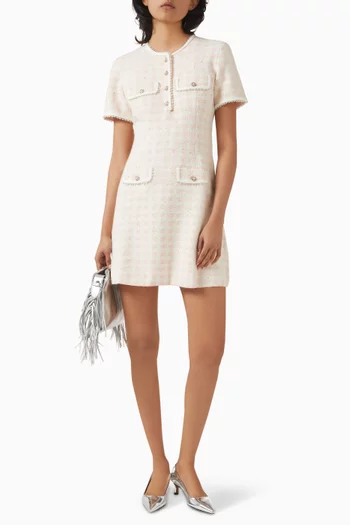 Embellished-trim Mini Dress in Weft-knit