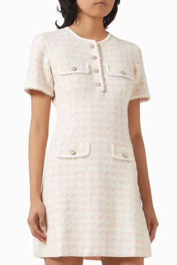 Embellished-trim Mini Dress in Weft-knit