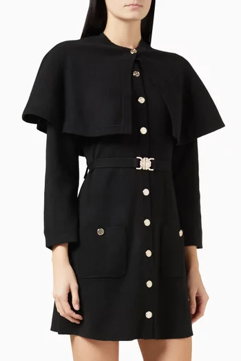 2-in-1 Removable Cape Mini Dress in Knit