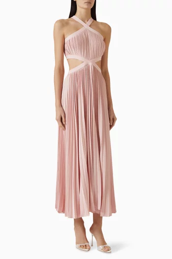 Cut-out Maxi Dress in Plisse
