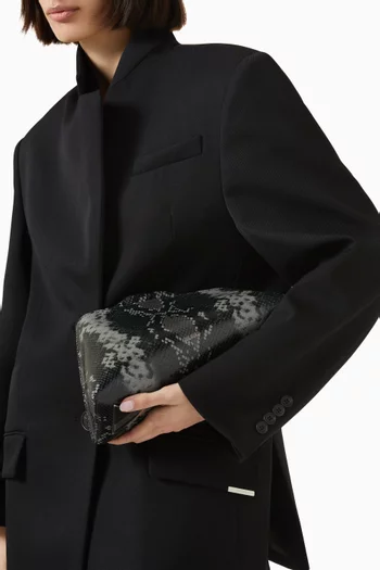 "8:30 PM'' Clutch in Python-printed Leather
