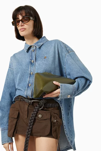 "8:30 PM'' Clutch Bag in Craquelè Leather