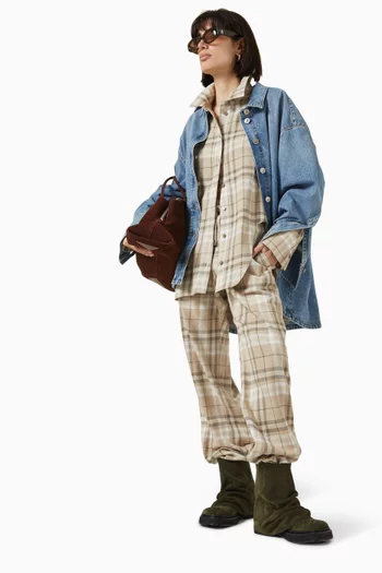 Checked Straight-leg Pants in Cotton Blend