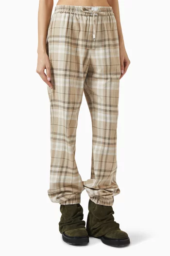 Checked Straight-leg Pants in Cotton Blend
