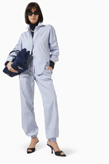 Striped Straight-leg Pants in Cotton
