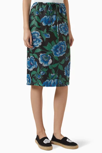 Peonies Midi Skirt in Mesh