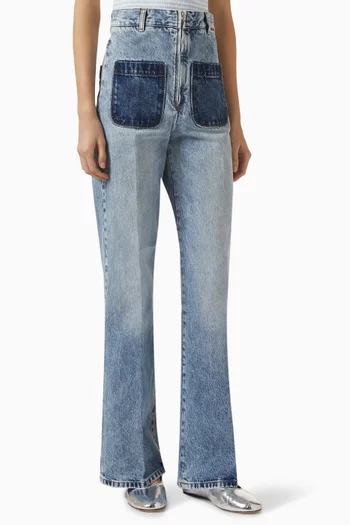 High-rise Jeans in Cotton-denim