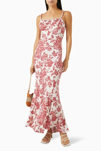 Floral Lace-back Maxi Dress in Viscose