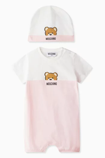 Teddy Logo Romper Gift Set in Cotton