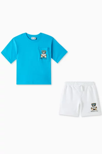 Teddy T-shirt & Shorts Set  in Cotton Jersey