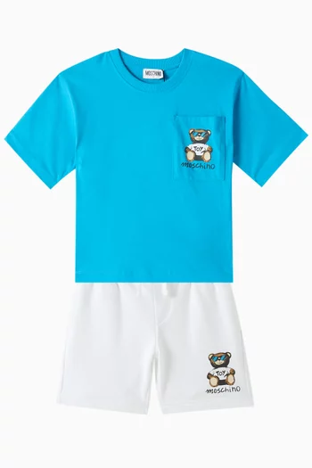 Teddy T-shirt & Shorts Set  in Cotton Jersey