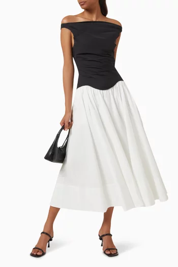 Cersei Off-shoulder Midi Dress in Cotton
