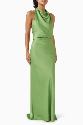 Reannon Draped Gown in Satin