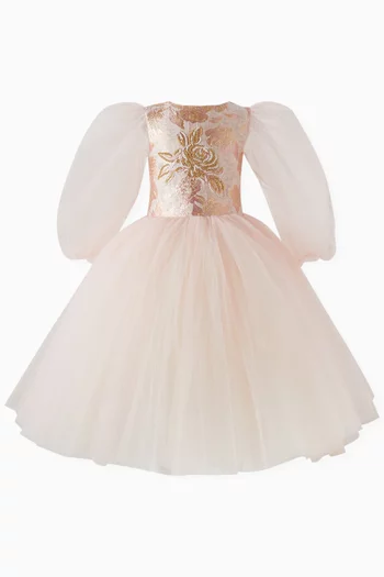 Peach Blossoms Dress in Tulle