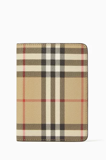 Check Passport Holder in Coated-canvas