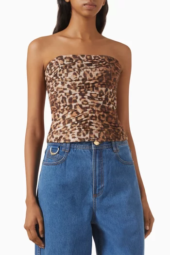 Sunbeam Ruched Bustier Top in Cotton Poplin