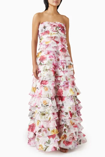 Fleur Pleated Ruffle Gown