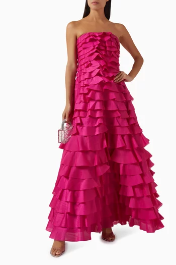 Fleur Pleated Ruffle Gown