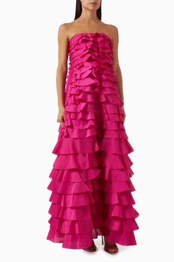 Fleur Pleated Ruffle Gown