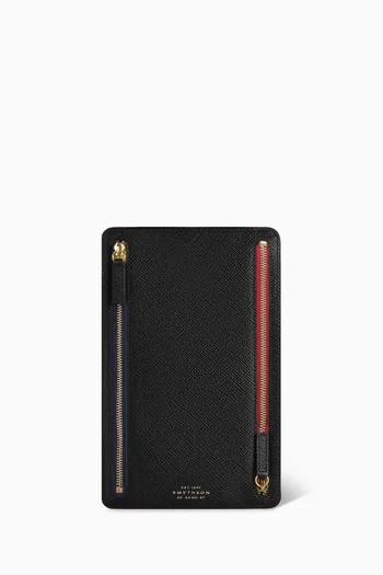 حافظة بسحّابات متعددة جلد بنقشة باناما