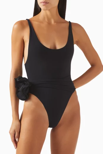 Flower Appliqué One-piece Swimsuit