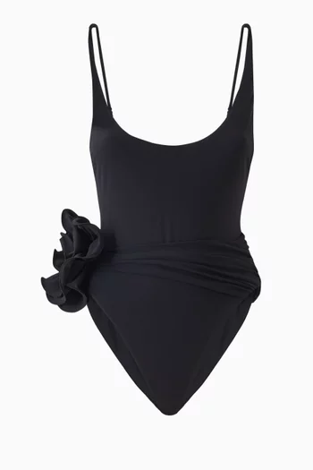 Flower Appliqué One-piece Swimsuit